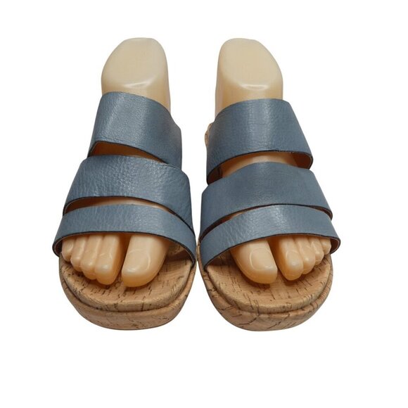 Kork-Ease Blue Leather Open Toe Wedge Heel Sandals Womens 7 - Picture 6 of 12